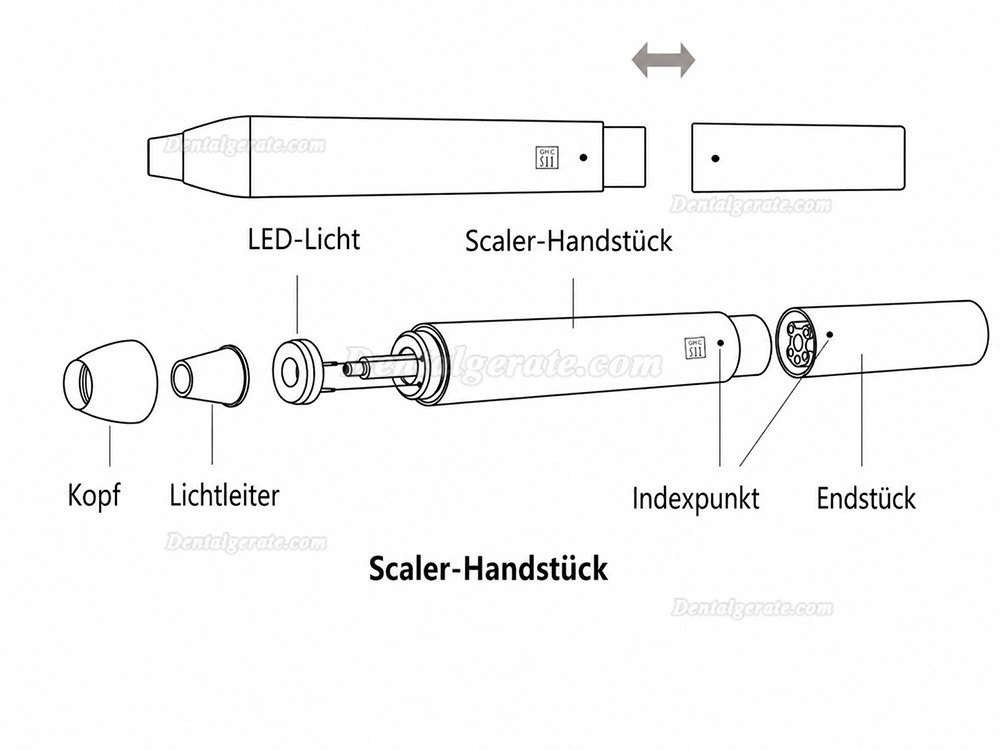 YS YS-CS-A (5E) Zahnreinigung Ultraschall Scaler Parodontalger&auml;t + Pulverpoliturfunktion